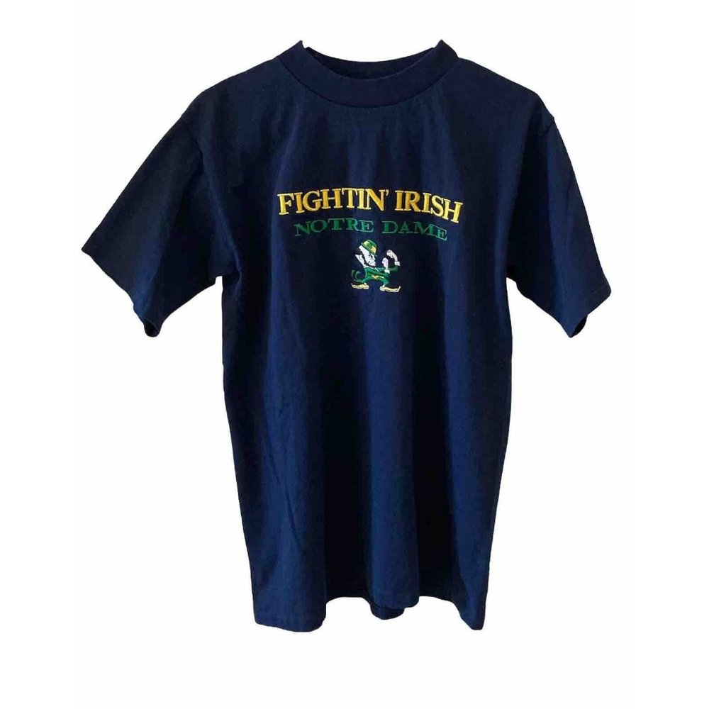 Vintage Salem Sportswear Notre Dame Fighting Irish Navy T-Shirt Top Mens Medium